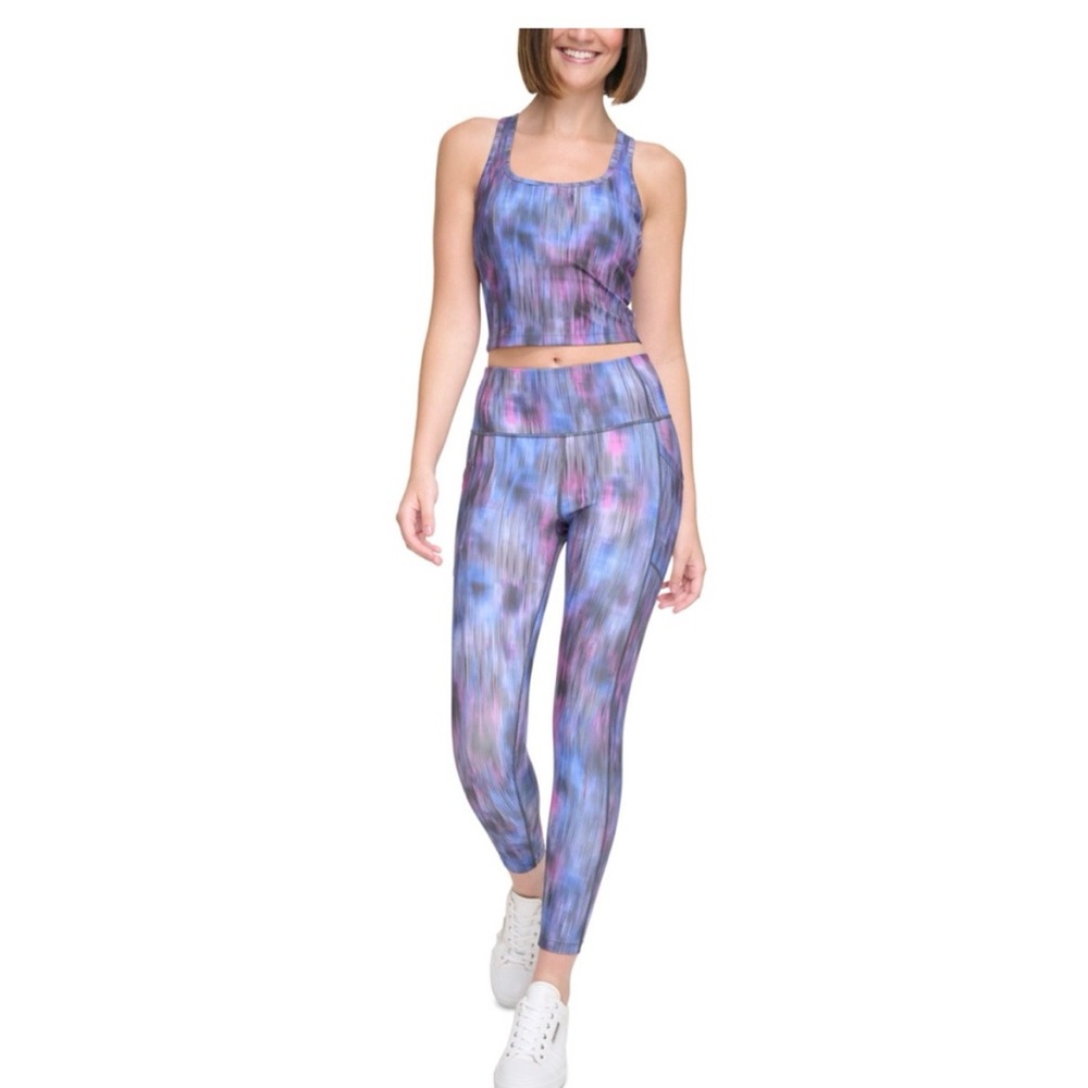 Calvin Klein Low Impact Blur Movement Crop Top - Blue and Purple